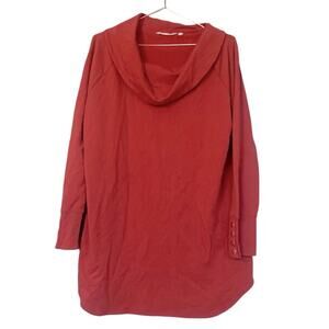 SOFT SURROUNDINGS Valerie cowl neck tunic top pullover coral orange red large